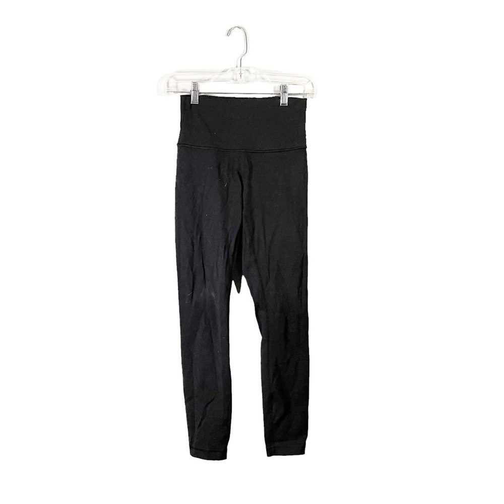 Lululemon Solid Black Crop Athletic Athleisure Casual Activewear Leggings Size 4
